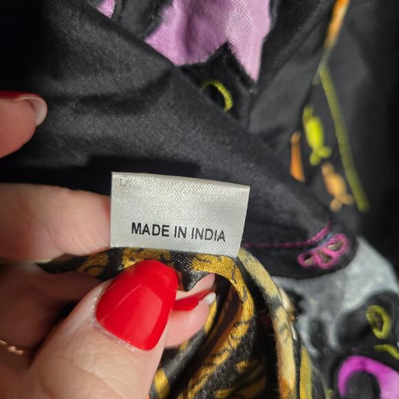 Vtg AnageToo Silk Embroidered Jacket Medium Hippie Bohemian Unique Witchy India - Picture 5 of 8